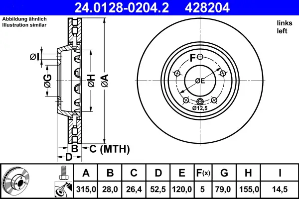 Neue Ware ATE 24.0128-0204.2 - Bremsscheibe