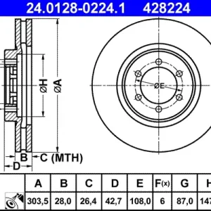 Preiswert ATE 24.0128-0224.1 - Bremsscheibe