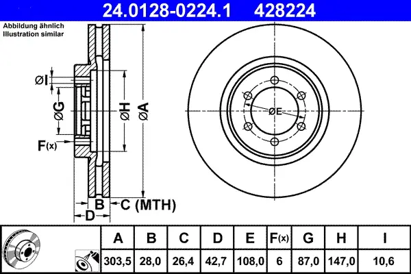 Preiswert ATE 24.0128-0224.1 - Bremsscheibe