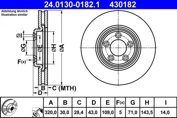 ATE 24.0130-0182.1 - Bremsscheibe Neue Ware