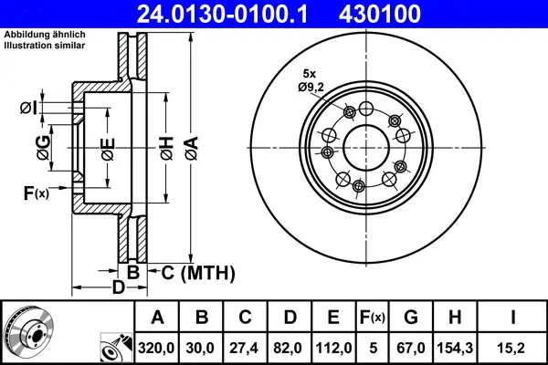 Expressversand ATE 24.0130-0100.1 - Bremsscheibe