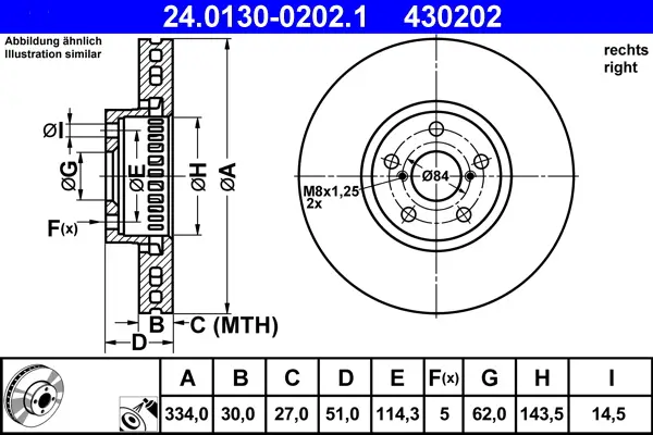 ATE 24.0130-0202.1 - Bremsscheibe Saisonangebot