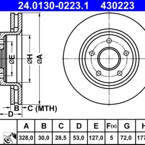 Preisreduziert ATE 24.0130-0223.1 - Bremsscheibe