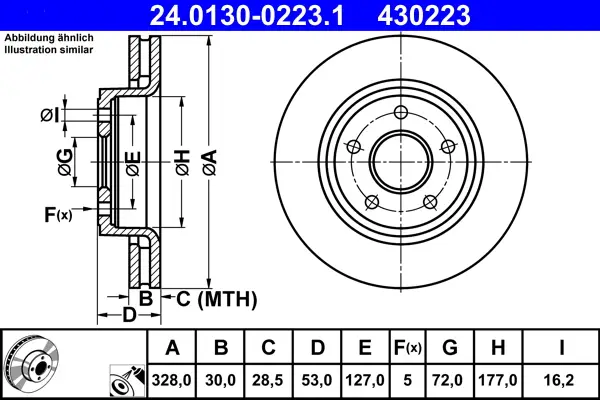 Preisreduziert ATE 24.0130-0223.1 - Bremsscheibe
