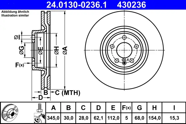 ATE 24.0130-0236.1 - Bremsscheibe Rabatt