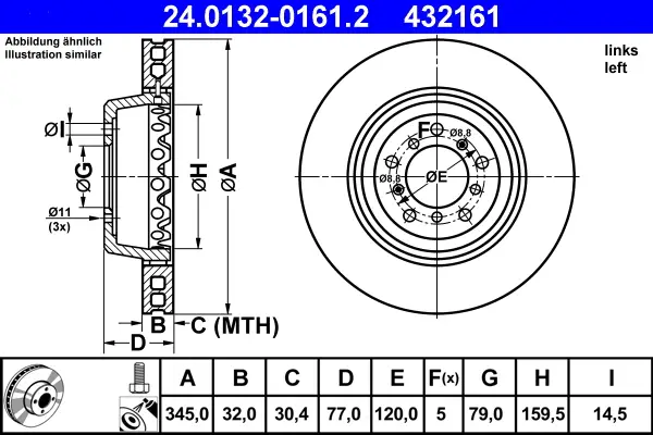 ATE 24.0132-0161.2 - Bremsscheibe Neue Kollektion