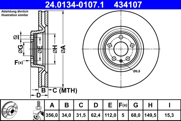 ATE 24.0134-0107.1 - Bremsscheibe Begrenztes Angebot