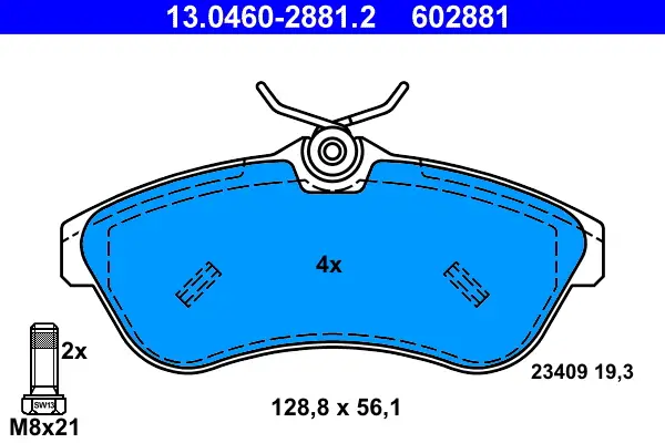 Aktuell ATE 13.0460-2881.2 - Bremsbelagsatz, Scheibenbremse