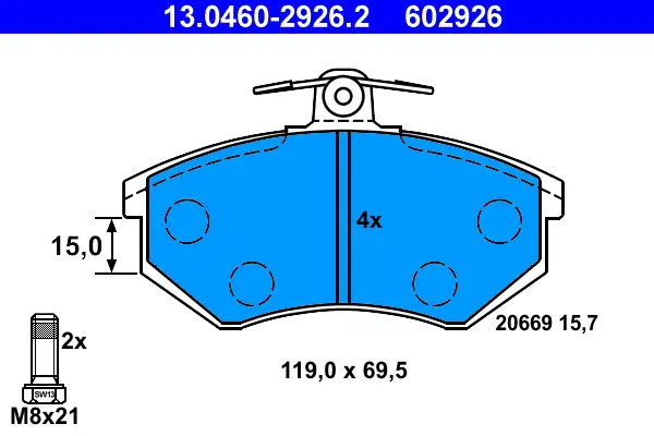 ATE 13.0460-2926.2 - Bremsbelagsatz, Scheibenbremse Neu