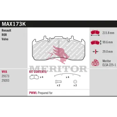 MERITOR MAX173K - Bremsbelagsatz, Scheibenbremse - BRAKE PAD KIT Meistverkauft