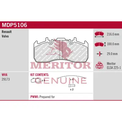 Online Kaufen MERITOR MDP5106 - Bremsbelagsatz, Scheibenbremse - BRAKE PAD KIT