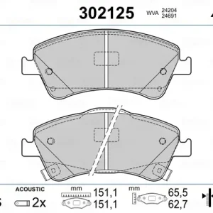 Sonderangebot VALEO 302125 - Bremsbelagsatz, Scheibenbremse - FIRST