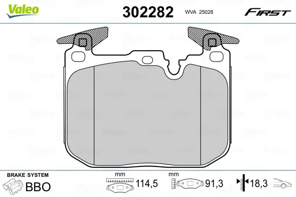 Markenprodukt VALEO 302282 - Bremsbelagsatz, Scheibenbremse - FIRST