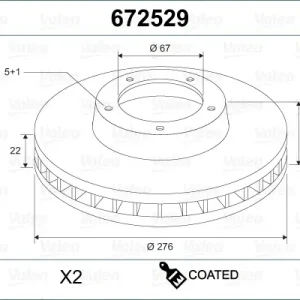 VALEO 672529 - Bremsscheibe - COATED Schneller Versand