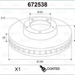 Rabatt VALEO 672538 - Bremsscheibe - COATED