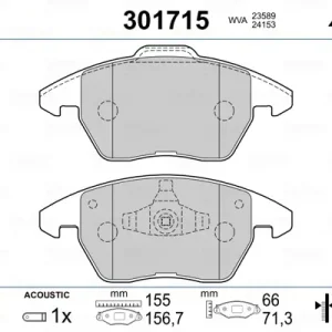 Abverkauf VALEO 301715 - Bremsbelagsatz, Scheibenbremse - FIRST