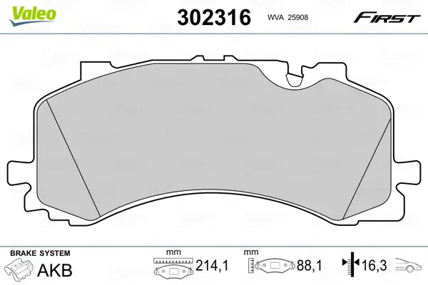 Versand Am Gleichen Tag VALEO 302316 - Bremsbelagsatz, Scheibenbremse - FIRST