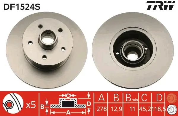 Neuheit TRW DF1524S - Bremsscheibe - TRW SINGLE