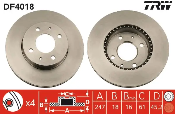 TRW DF4018 - Bremsscheibe Neue Kollektion