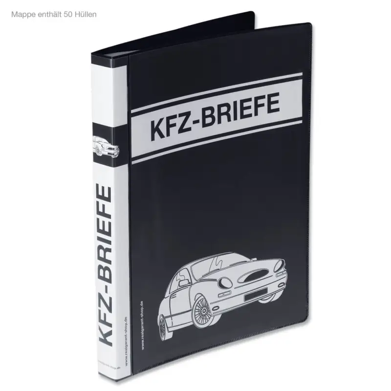 Highlight Dokumentenmappe A4 mit 50 dokumentenechten Klarsichthüllen für KFZ-Briefe mit 50 Hüllen