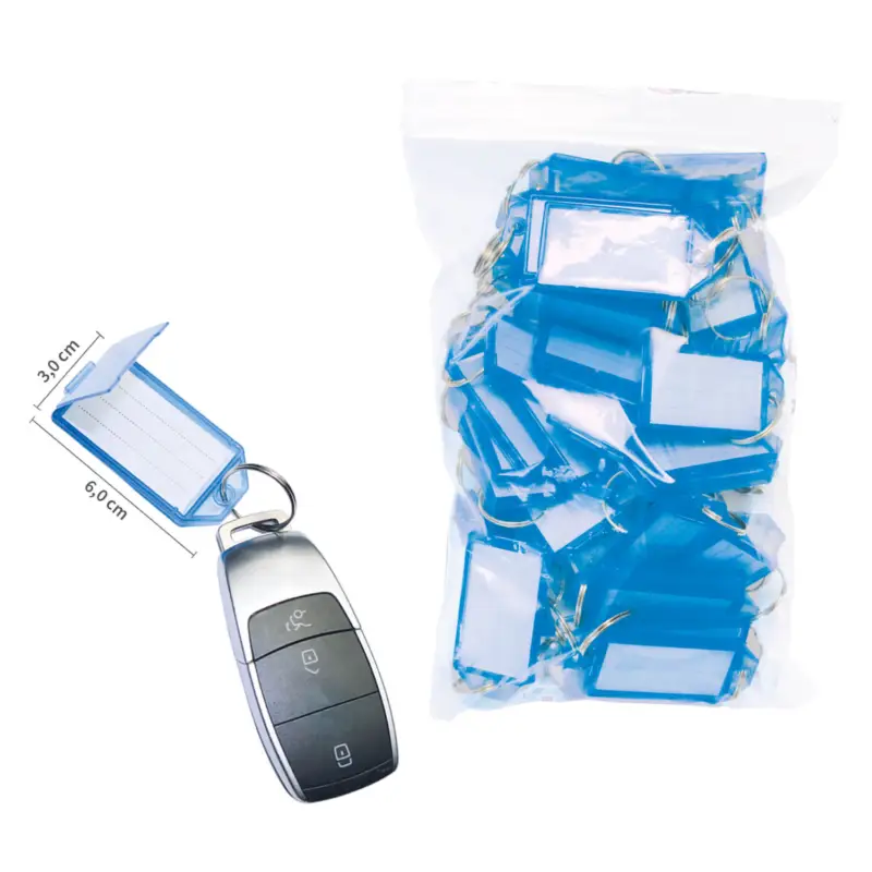 Begrenztes Angebot Schlüsselanhänger Midi Klapp-Fix 2-seitig beschriftbar, aufklappbar Blau