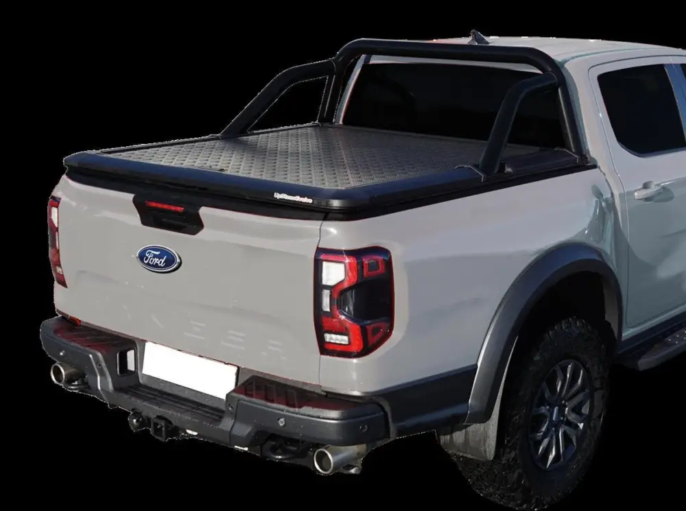 Online Kaufen UpStone Ladeflächenabdeckung für FORD RANGER mit Extrakabine, ab 2023 bis heute, Aluminium schwarz pulverbeschichtet, inkl. EVOR Überrollbügel