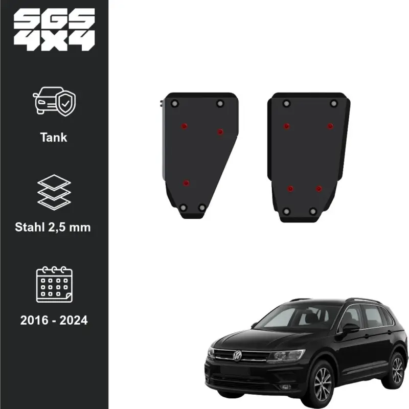 Zertifiziert Unterfahrschutz VW Tiguan 01/2016 - Tank Stahl 2,5 mm