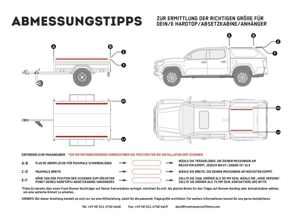 Pick-Up Hardtop / Anhänger mit OEM Schiene Slimline II Dachträger Kit / 2570 mm (L) x 1425 mm (B) Zertifiziert